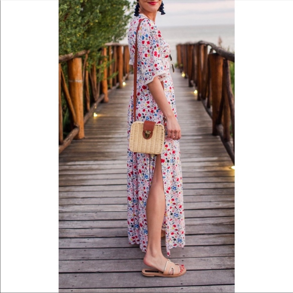 White and Red Maxi Dress with Elegant Design